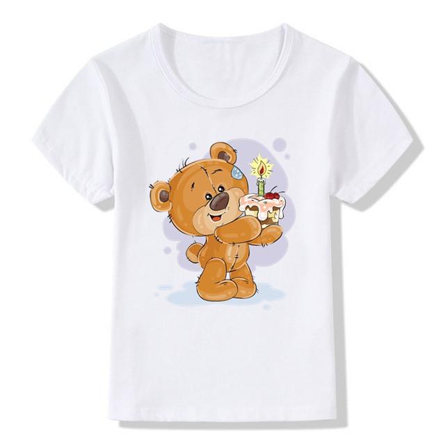Unisex Childrens Cartoon Bear TShirt Short Sleeve round Neck Numbers 112 Years Old Kids Casual Fashion Clothing