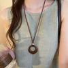 Vintage geometric ring pendant necklace women's fashion versatile long sweater chain high-end temperament accessories