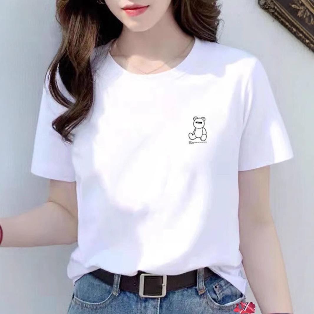 

Черная хлопковая футболка с коротким рукавом женская 2025 лето новая большой размер свободная и простая универсальная с круглым вырезом с рукавом до локтя топ S