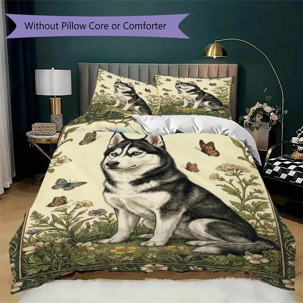 Set Copripiumino con Fantasia di Cani Husky Copripiumino Federa Decorazione per la Casa Regalo di Compleanno (1 * copripiumino + 2 * federe senza imbottitura)64