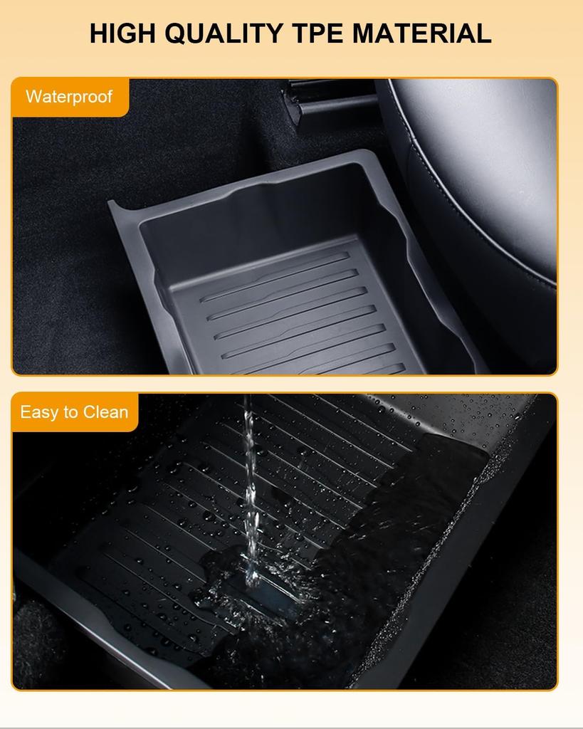 Under Seat Storage Box for Tesla Model Y 2024 2023-2020 TPE Underseat Storage Tray Under Seat Organizer Waterproof Hidden Tray