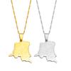 Anniyo the Congo Map With Cities Name Pendant Chain Necklaces DRC Kinshasa Jewelry Congolese  #271321