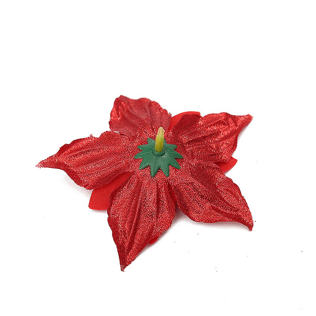 6PCS Christmas Glitter Flowers Yellow Flower Christmas Ornaments for Xmas Holiday Wedding Wreath Party Floral