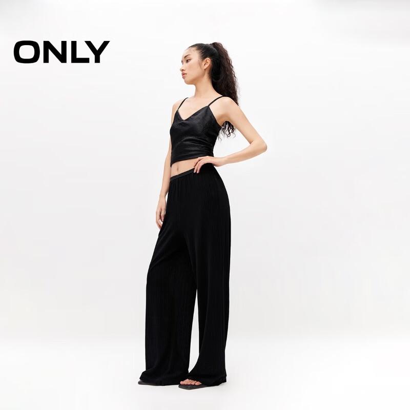 ONLY Women's 2024 Summer High-Waist Wide-Leg Drape Pants