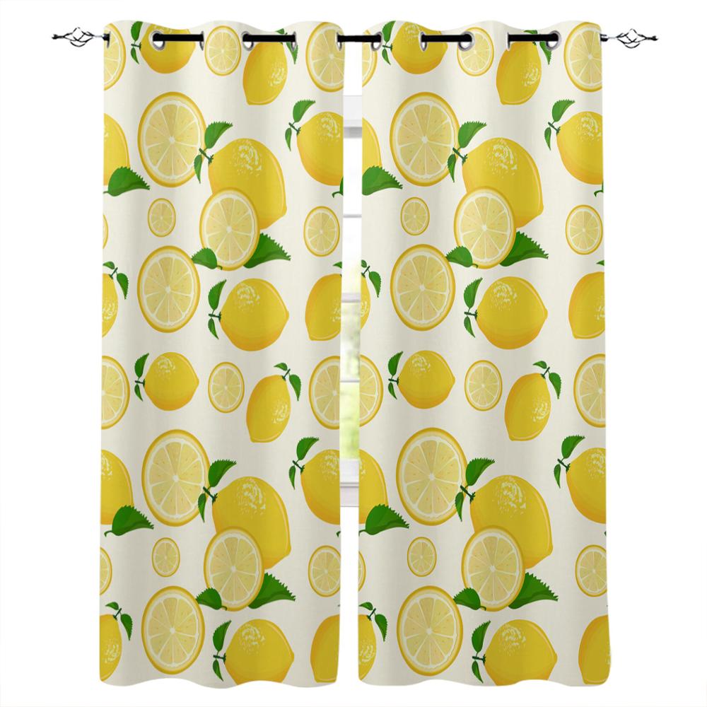 Small Fresh Summer Style Lemon Fruit Luxury Home Curtains Modern Home Supplies Living Room Bedroom Custom Curtains