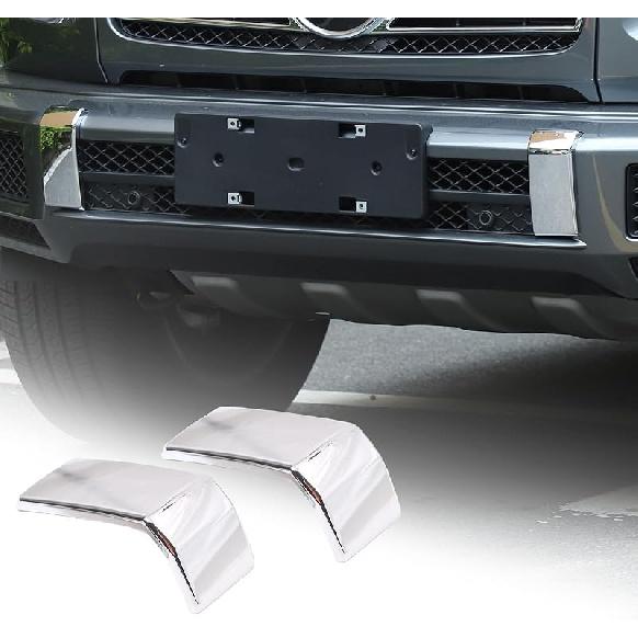 Front Bumper Panel Trim Cover Compatible for Mercedes Benz G-Class W463 G500 G55 AMG G63 2019 2020 2021 2022 2023 2024 ABS Front Bumper Decor Cover Bright Silver