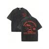 European Sizes Men's Washed and Distressed Cotton Short-sleeved T-shirt Loose Fit Cool Trendy Men's Style Campus Style Vintage Tee Tops