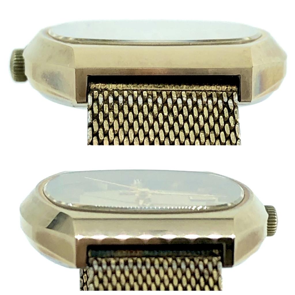 Working Good RADO BALBOA V K161 Vintage Quartz QZ Battery Powered Gold Dial Date Mesh Strap Men's Watch No Water Resistance Rating 3-Hand