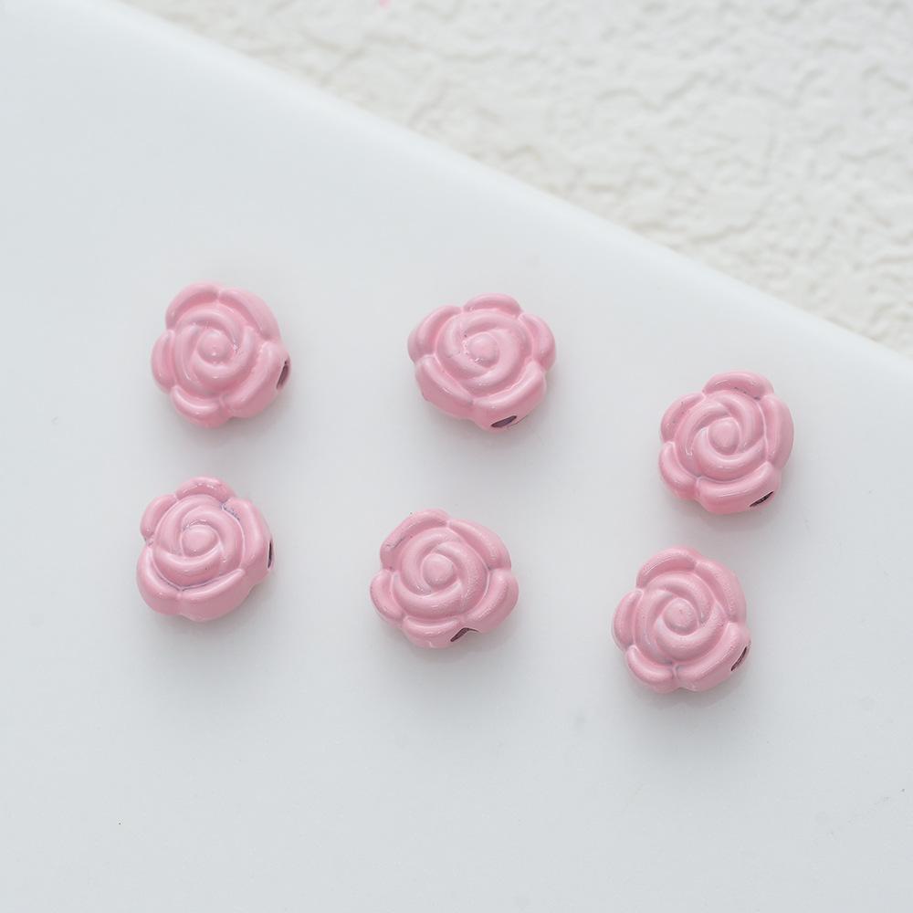 6Mm Legierung Farbige Rosenperlen Perlen DIY Handgefertigt Halskette Armband Ohrschmuck Gerades Loch Blume Zubehör Material