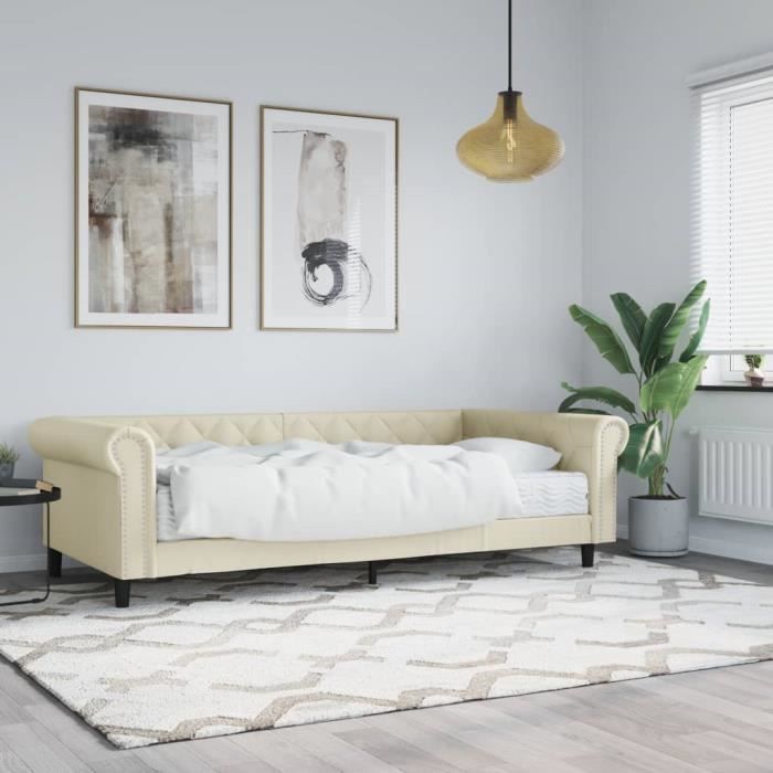 VidaXL Lit de jour avec matelas crème 90x200 cm similicuir 3197721