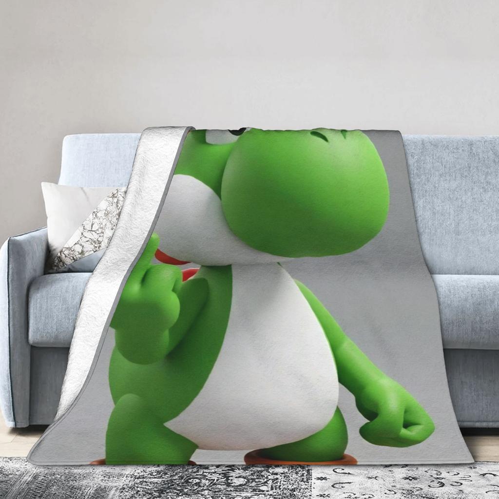Super Mario Yoshi Plush Blanket Children Flannel Throw Blanket For Couch Chair Warm Soft Custom Quality Bedspread Gift Idea