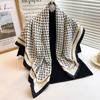 Rose Silk Scarf Women's Twill Silk Large Square Scarf Versatile Decorative Shawl Autumn and Winter Scarf Color Matching Fashion Yarn Sun Protection