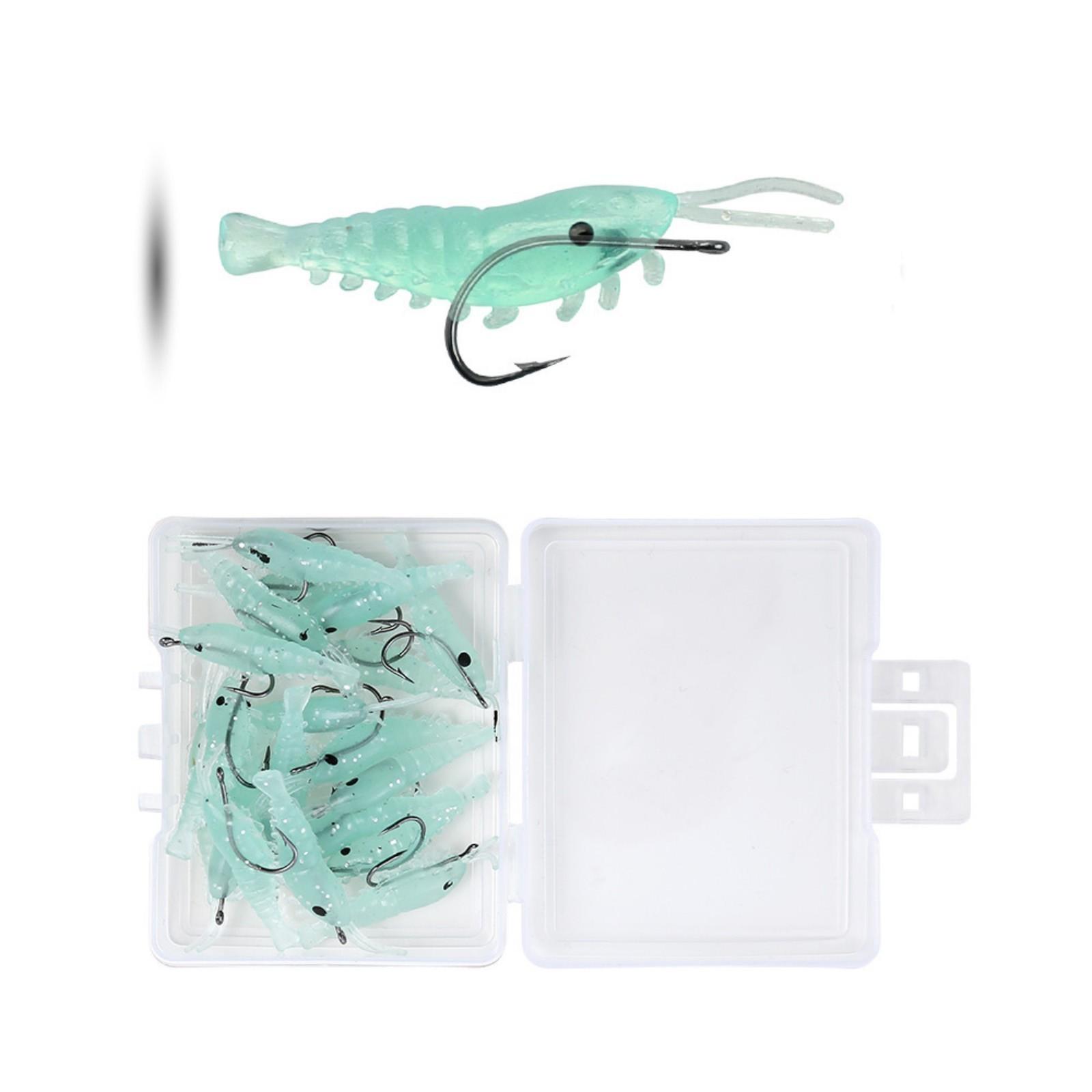 

20PCS Artificial Shrimp Lures with Hook Floating Lures Simulation Shrimp Swimbaits Baits Floating Shrimp Soft Baits зелёный