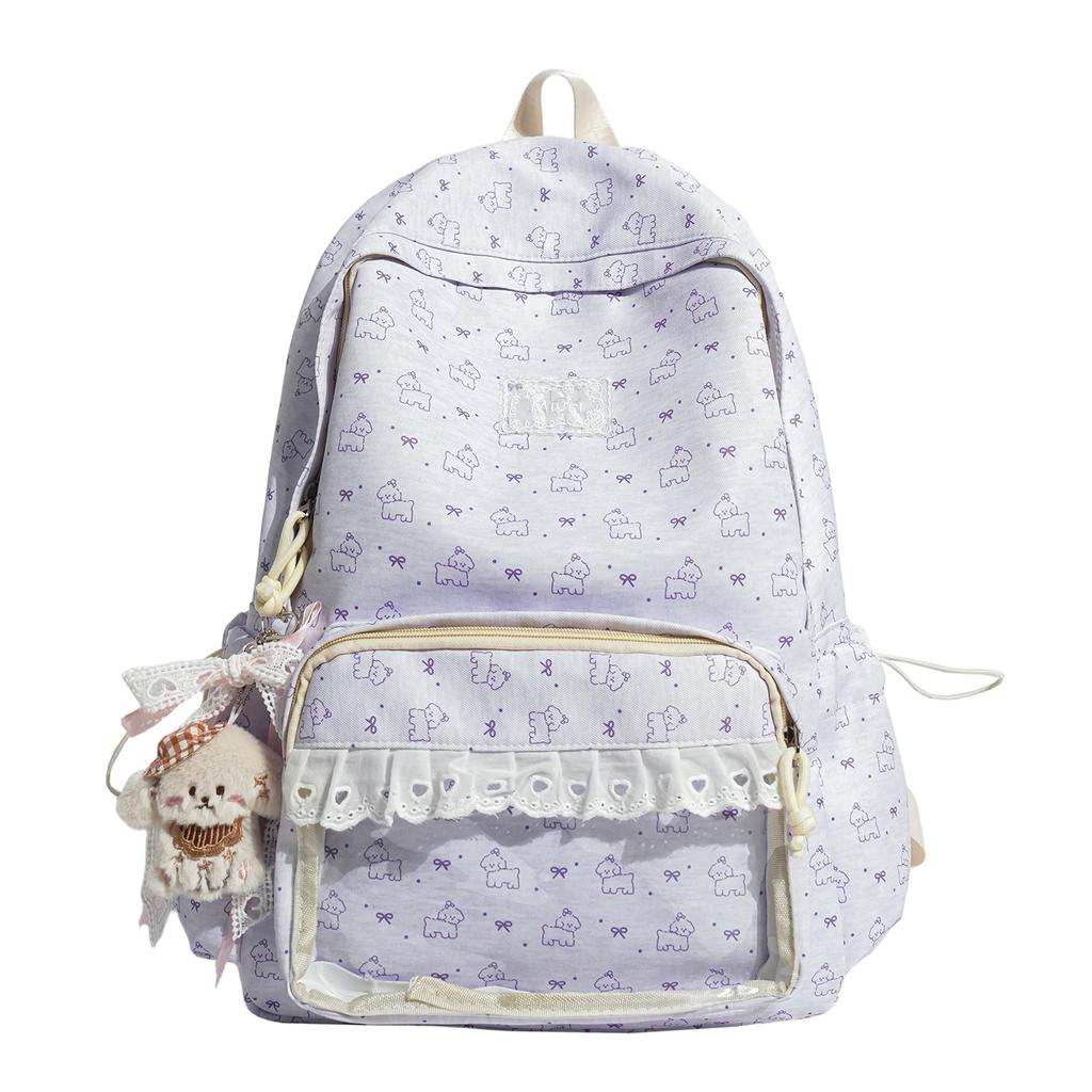 Schoolbag Japanese ins style printed schoolbag female junior high school student lace lightweight simple backpack large capacity primary school