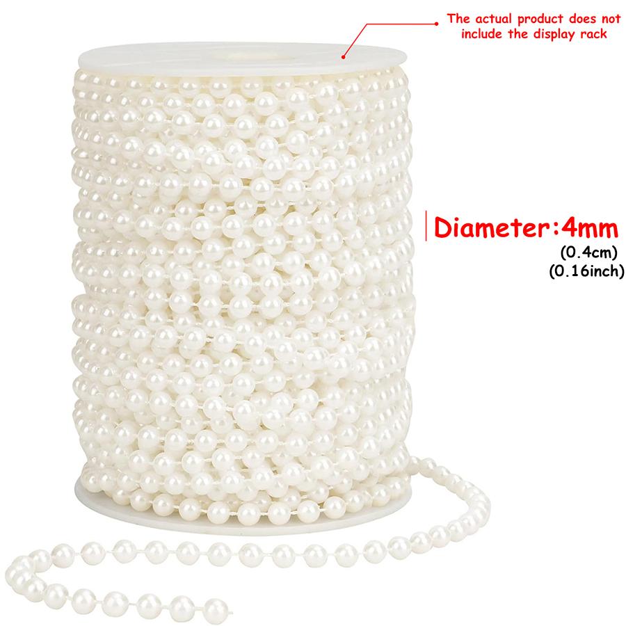 

5-Meter Tailorable DIY Plastic White Faux Pearl Bead Chain for Jewelry Making, Hair Accessories Wedding Decor & DIY Crafts