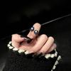 Anello Aperto Versatile Pietra di Luna Grigio Ardesia e Argento - Moda Trendy e Lussuosa per Donne e Coppie