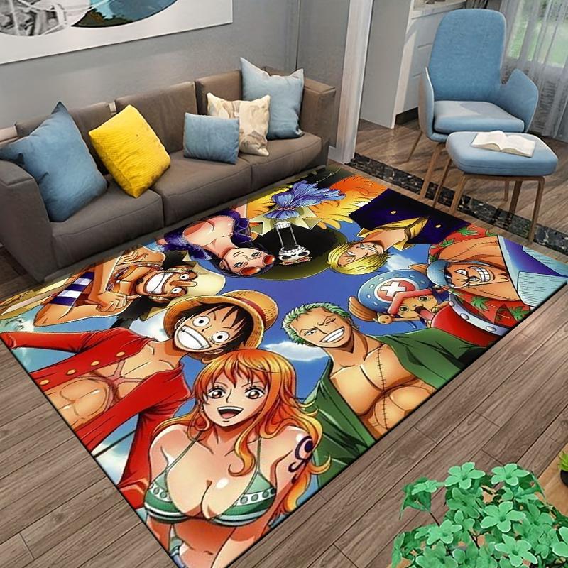 Anime Style Carpet with Colorful Characters and Tropical Theme Suitable for Use As an Anti-slip for Living Room Bedroom Sofas
