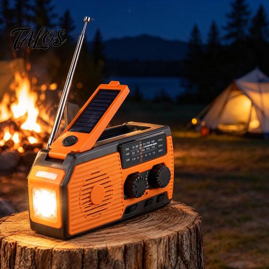 Solar Wind Up Radio for Camping Gear Emergency Radio, & Battery Powered AM/FM Rechargeable, LED Flashlight, Reading Equipment Backpacking Lamp,