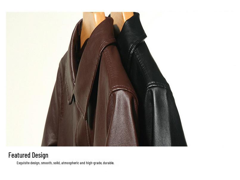 Men's Slim Fit Leather Jacket - New Korean Style, Trendy Parka with Casual Lapel for Middle-Aged Dads