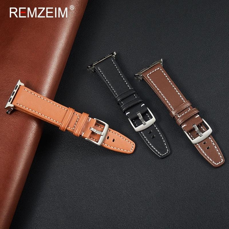 Business Leather Watch Band for Apple Watch Series 1-10 SE Ultra Men's Replacement Strap Fits 49/46/45/44mm and 42/41/40/38mm