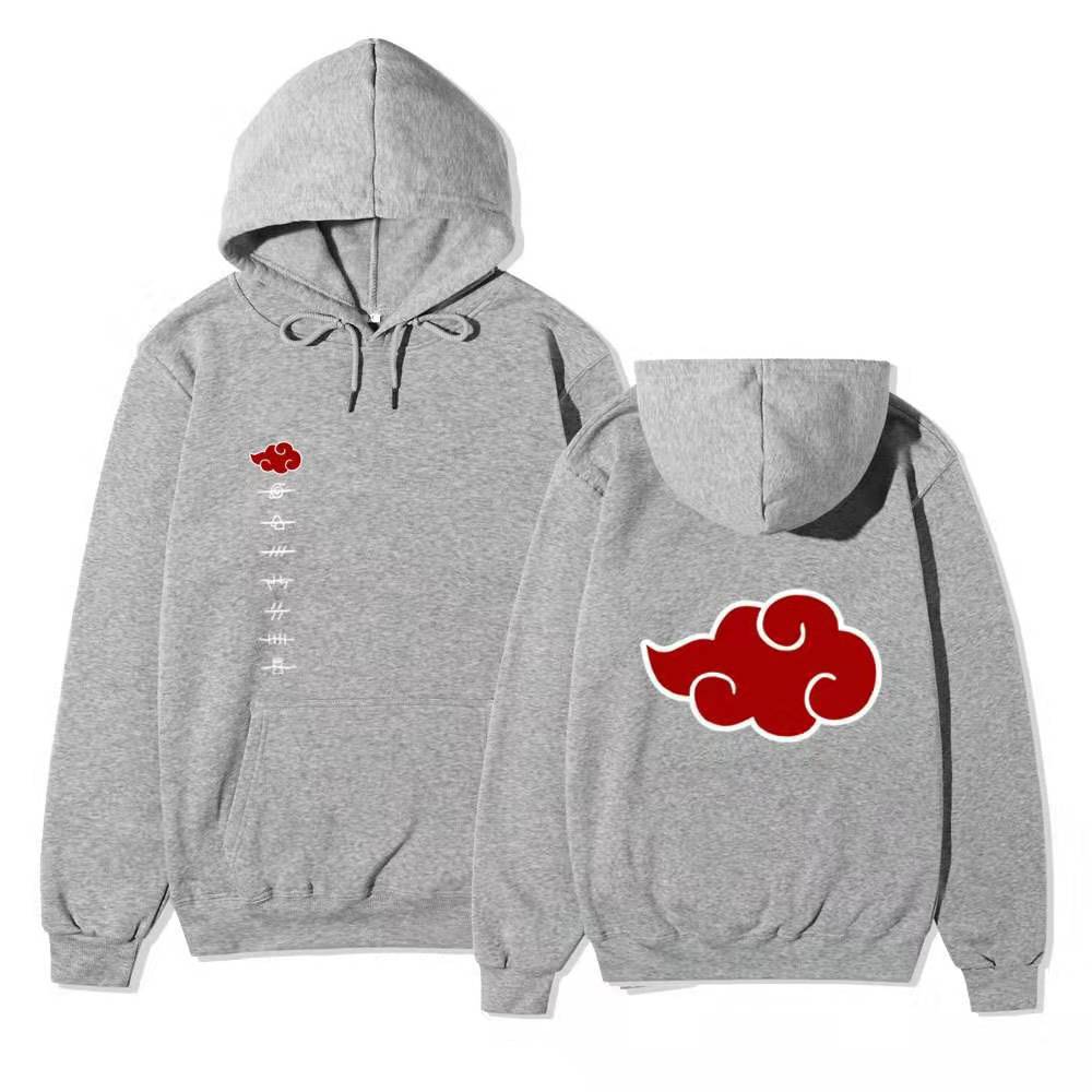 Unisex Naruto Akatsuki Hoodie, Double Side Red Cloud Symbol Print Anime Pullover Long Sleeve Hooded Sweatshirt