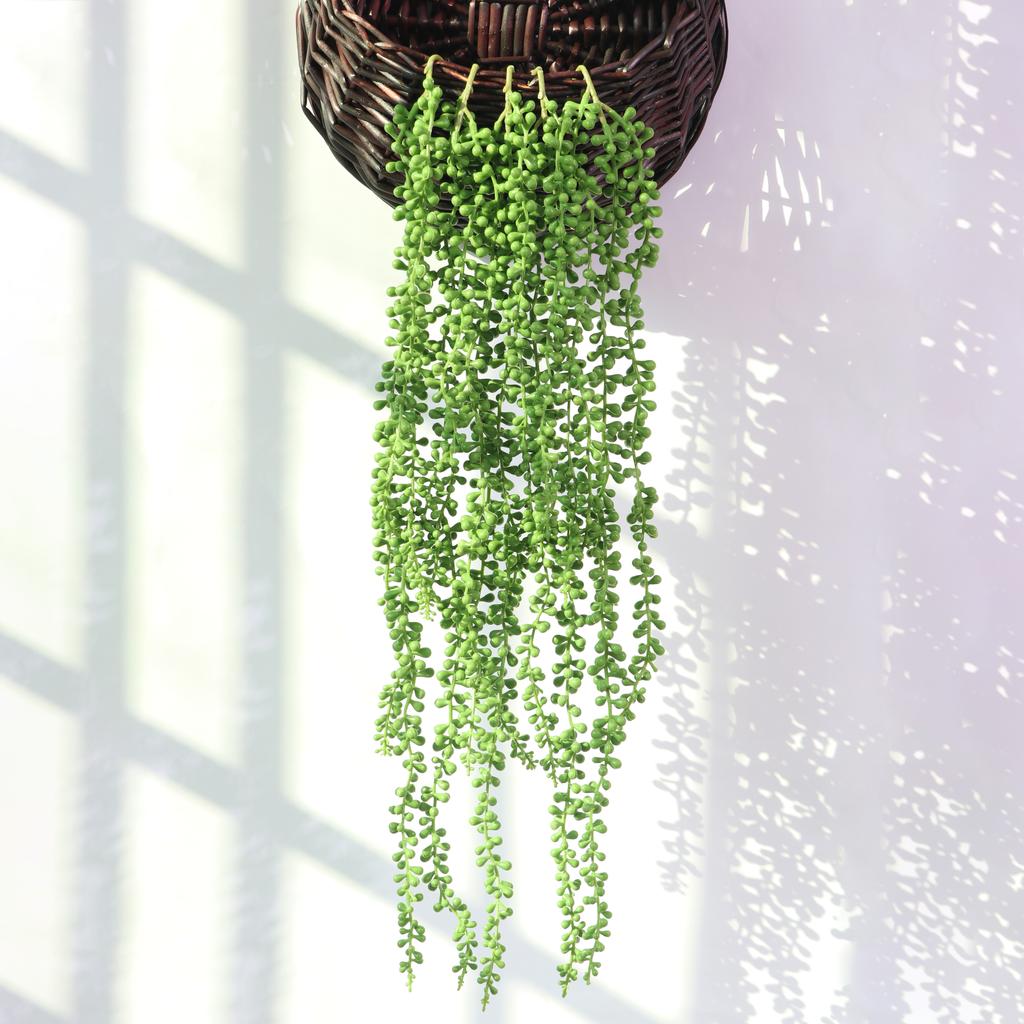 Artificial Succulents Hanging Wall Plants Pearls Fleshy Vine Green Branches Home Decoration Plastic Garland Wedding Decor Rattan