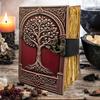 Large Grimoire Vintage leather journal, Tree of Life Fat Journal, Blank spell book of shadows Celestial Gifts For Him Her