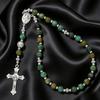 Vintage Cross Religious Rosary Beads Chain Jesus Crucifix Virgin Mary Pendant Chain Jewelry Religious Prayer Beads Bracelet