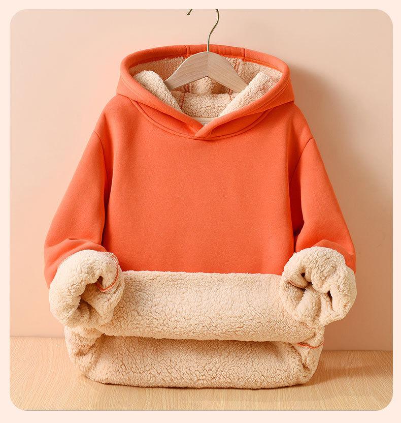 Girls' Plus Velvet Lambswool Hooded Sweatshirt - Warm, Thickened Pullover for Spring 2026 Trend