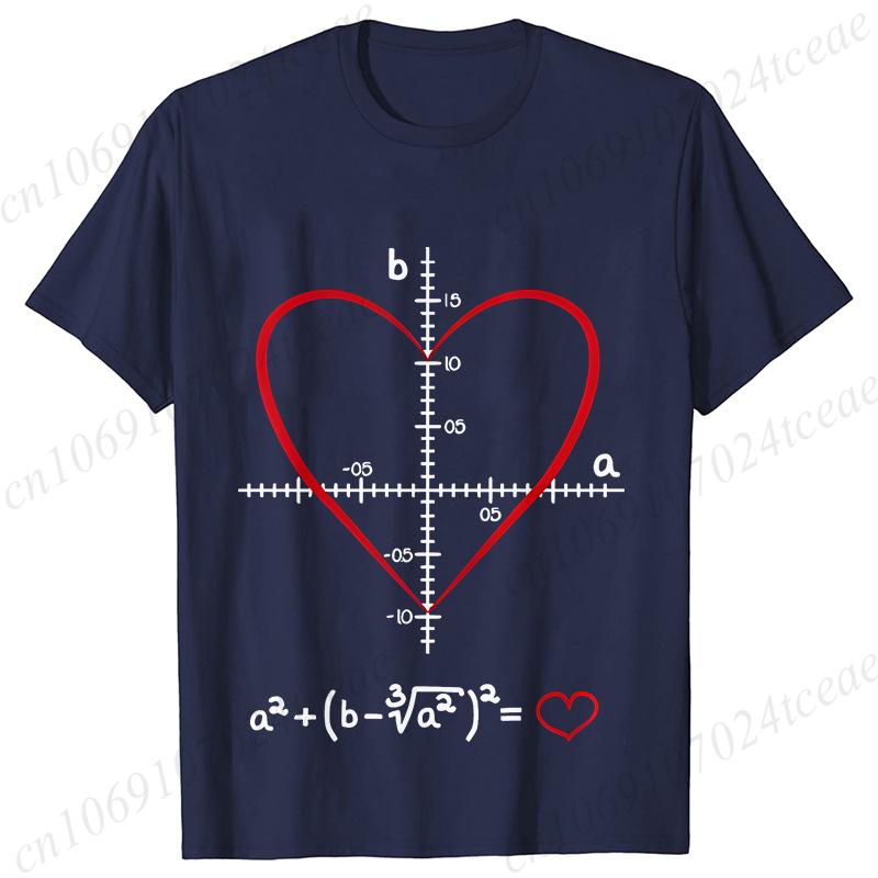 Men's T-Shirt Heart Equation Romantic Math Nerd Geek Love Gift Printed T-Shirt Summer Casual Tee T-Shirt for Men 2025 New Tops