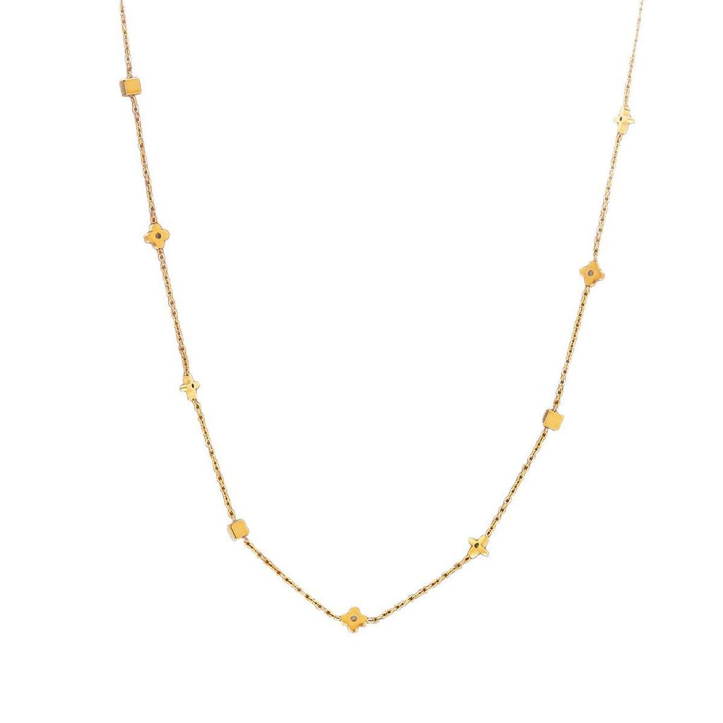 Luxusní titanová ocelová čtyřlístková konička pro ženy – Trendy čtvercový design řetízek na klíční kost