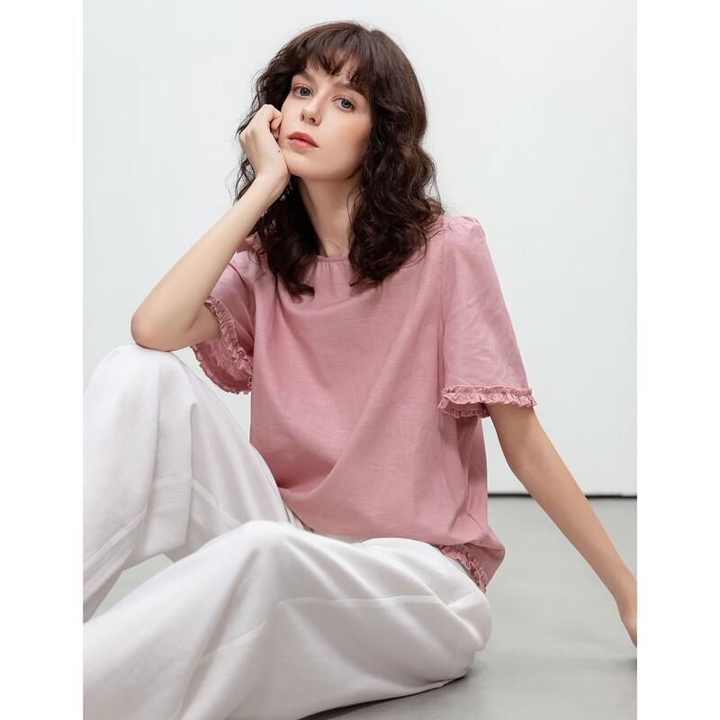 Demana Women s Linen-Cotton Puff Sleeve Blouse M