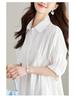 Women's Asymmetrical Pleated Shirt Dress with Waist-Slimming Design and Lantern Sleeves