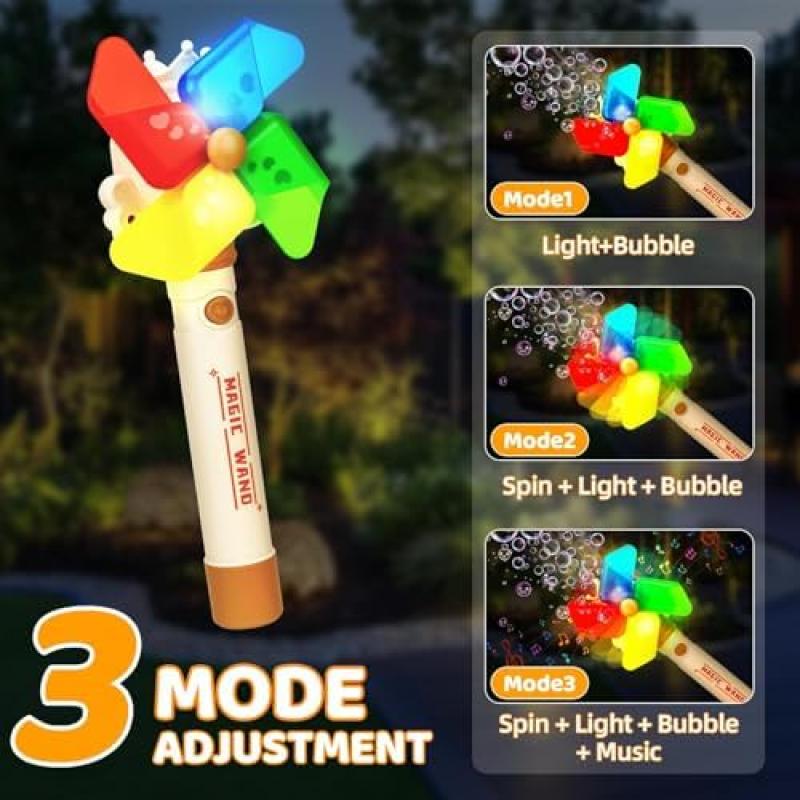 KIMIGO Electric Bubble Machine with Lights, Automatic Bubble Blower Gun Toy for Kids, Birthday Party Wedding Outdoor Play Gift