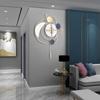 Elegant Golden Round Wall Clock, Modern Swing Pendulum Clock, Battery Operated Analog Timepiece - 8.27In Dial, 19.29x27.95 In