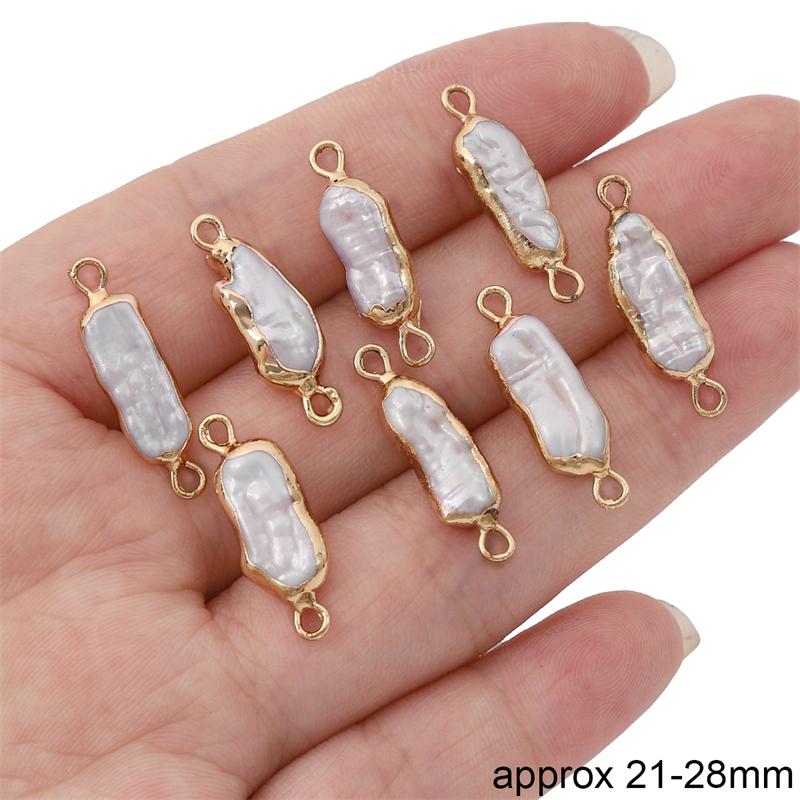 Natural Freshwater Pearls Irregular Gold Edging Double Hanging Pendants For DIY Necklace Bracelet Earrings Jewelry Making