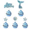 Mermaid Birthday Party Decor Glitter Mermaid Tail Sea Shells Starfish Cake Topper Baby Shower Girls 1st 2th Birthday Party Decor