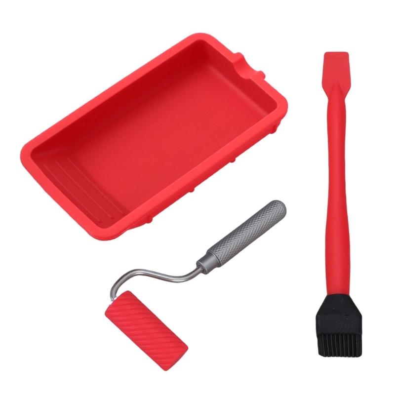Silicone Roller Brush with Tray Even Application Roller Set Renovations for Smooth Paint Application Wall Ceilings