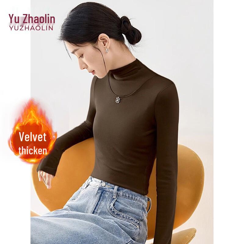 Yu Zhaolin Women s Semi-High Collar Fleece Lined Base Layer Top M