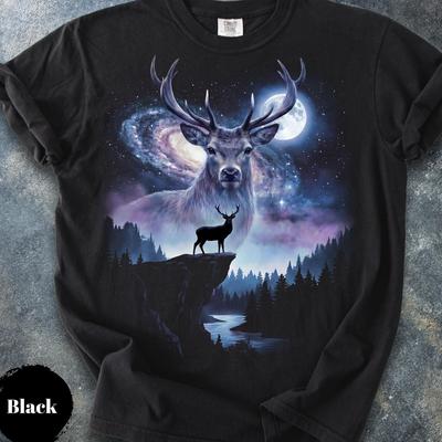 Vintage Galaxy Deer T-Shirt, Majestic Stag, Wildlife Gift