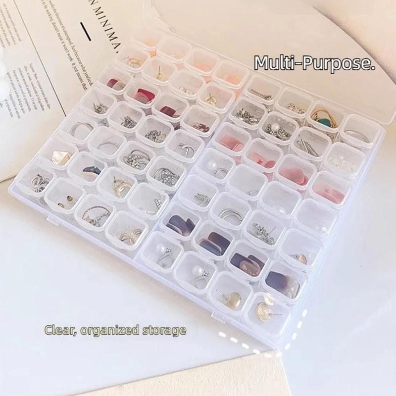 Clear Jewelry Storage Box with Lid, Compartment Case for Rings Earrings and Pendants, Vanity Display and Dresser Use