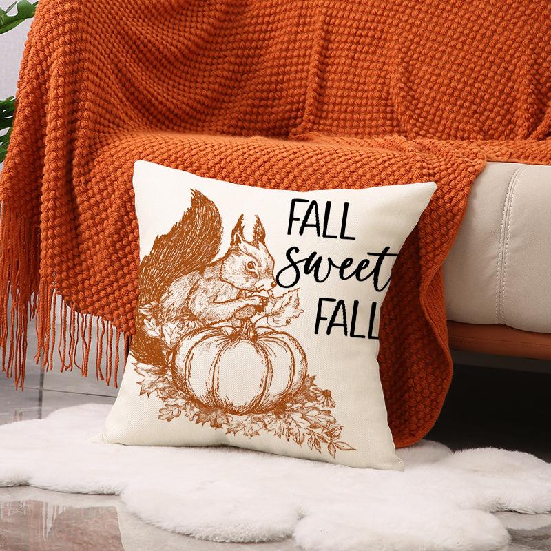 Autumn Pumpkin Set Pillow Cover Home Decor Sofa Cushion Letter Print Bedside Cushion Cover