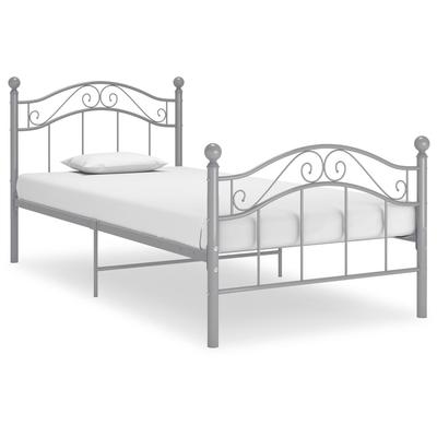 Vidaxl Bed Frame, Grey, Metal, 90X200 Cm