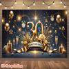 2D Flat Banner 1PC 30th Anniversary Party - Golden Anniversary Decorated Champagne, Floral Decorations - Wedding, Birthd