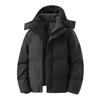 Men's Winter Down Jacket with Detachable Hood - 90% White Duck Down, Solid Color, Versatile Youth Style