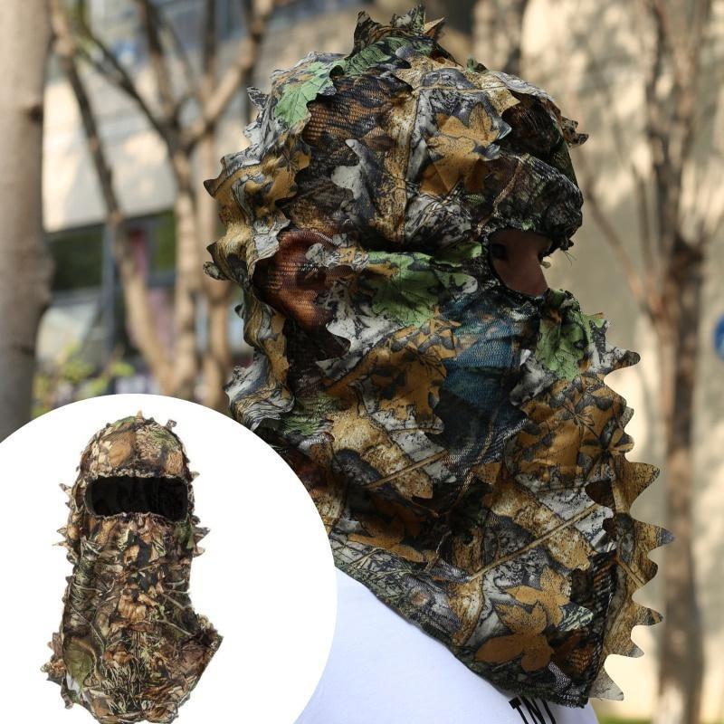 Strój ghillie Ghillie kamuflaż liściasty kapelusz 3D pełna maska nakrycia głowy turcja Camo Hunter akcesoria myśliwskie