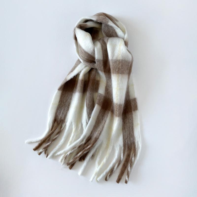 European and American mohair scarf winter thickened versatile shawl scarf wholesale fashion new plaid scarf women's winter