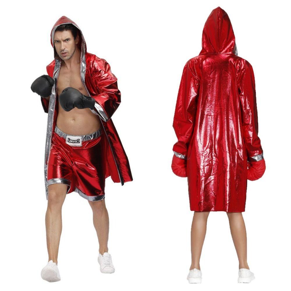

Long Sleeve Men Boxing Robe Boxing Match Boxer Costume Creative Adult M-For men