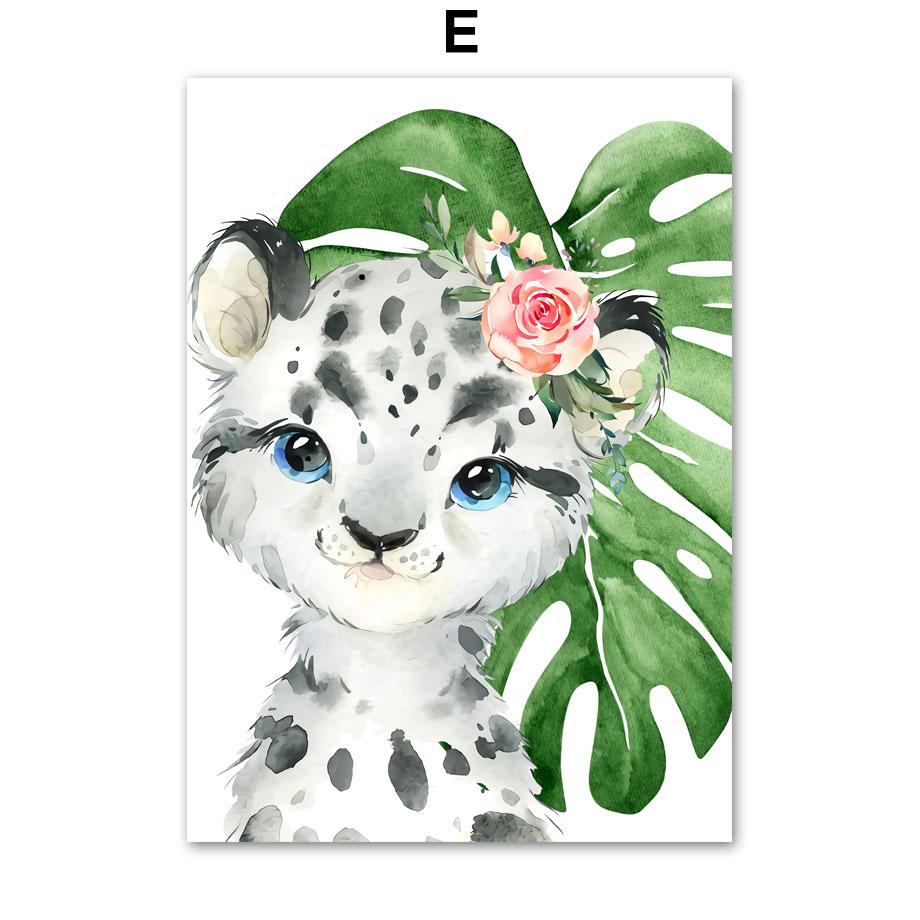 Lion Giraffe Elephant Zebra Tiger Leaves Wall Art Canvas PaintingNordic  Animal Posters And Prints Wall Pictures Baby Room Decor