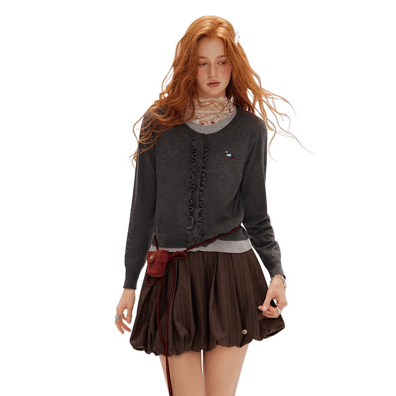 UNIFREE Women's Color-Block Lace Knit Cardigan